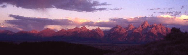 Teton Alpenglow from Signal Mountain, August 1988